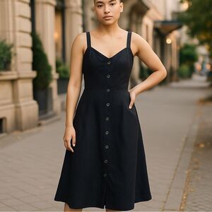 Nordstrom‘s dark blue signature Button-Down Dress size 4, new without tags